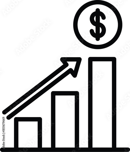 Increasing financial growth represented by a rising bar graph and dollar sign
