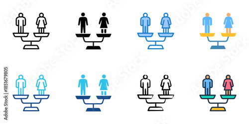 Gender Equality icons set multiple style collection. 
