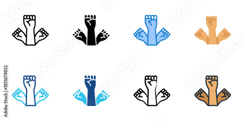 Human rights icons set multiple style collection. 
