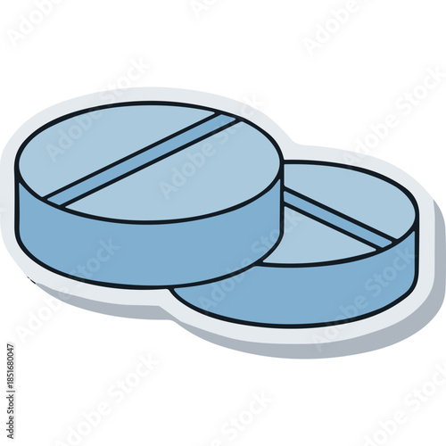 Two Blue Round Pills with Score Line - Medical Icon