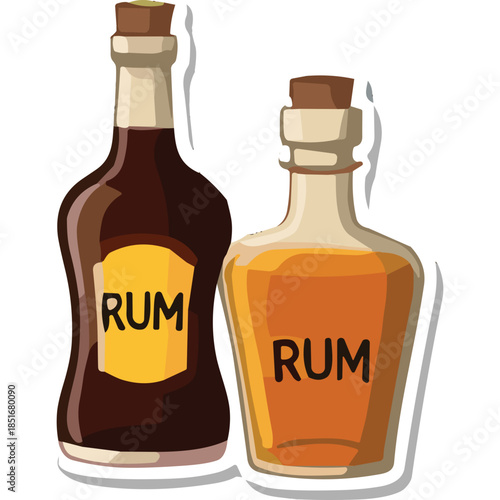 Two Bottles of Rum Cartoon Illustration