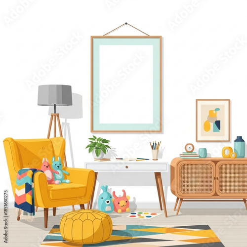 Cozy Interior Design: A bright and inviting living space, decorated with a focus on comfort and style, creating a harmonious and aesthetically pleasing environment.