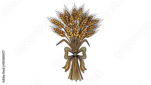 Golden Wheat Bundle Folk Art Wedding Symbol Vector