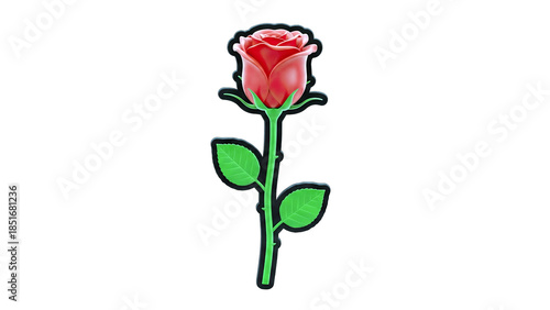 Red Rose Isolated on White Background