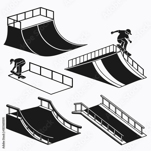 Skateboard ramp illustrations