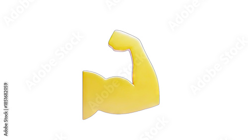 Yellow Arm Icon Showing Strength on White Background