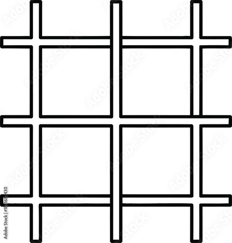 Simple Grid Pattern With Thick Black Lines And White Squares Keywords: grid, pattern, lines, squares, geometric, abstract, design, background, texture, simple, clean, symmetrical, intersecting