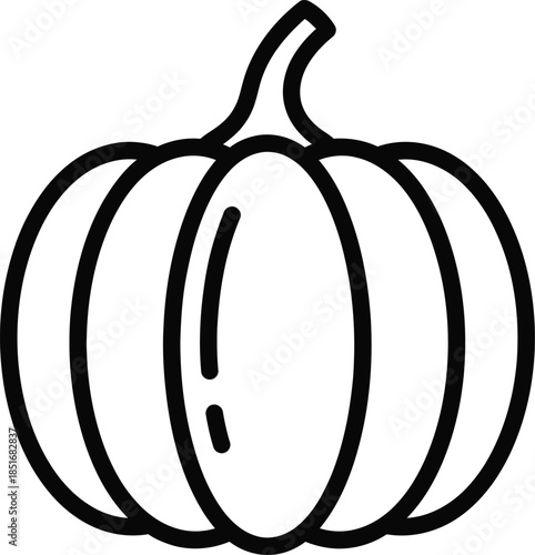 Simple Outline Icon of a Pumpkin on a White Background Keywords: pumpkin, squash, gourd, vegetable, fruit, food, harvest, autumn, fall, season, Halloween, Thanksgiving, icon, symbol, outline