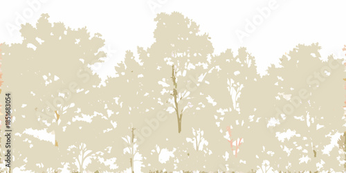 Silhouetted trees against a faded pale beige and white background