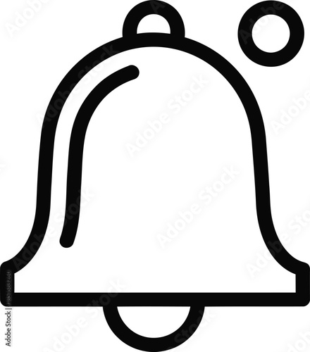 Black outline icon of a bell with a clapper and a small circle indicating a notification on a white background