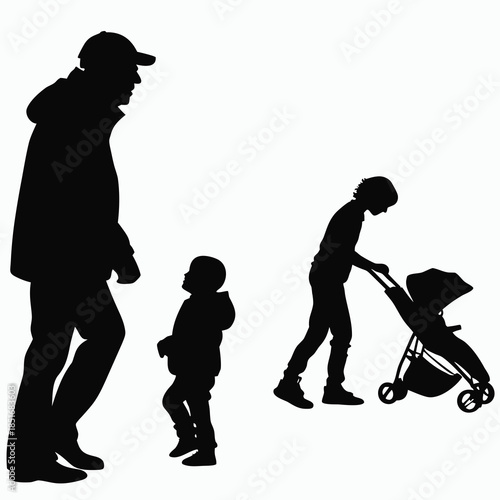 Family outing silhouette