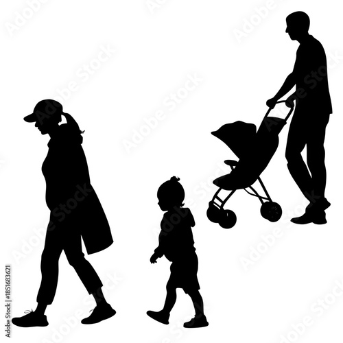 Family outing silhouette