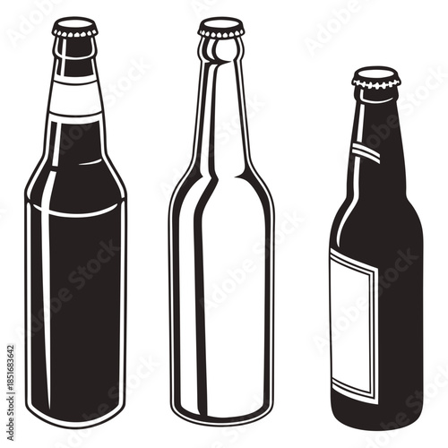 Three beer bottles illustration