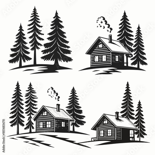 Cozy cabins in the woods