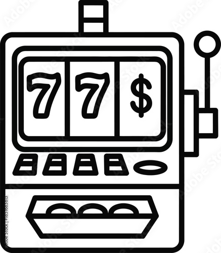 Slot Machine Icon with Lucky Sevens and Dollar Sign gambling casino