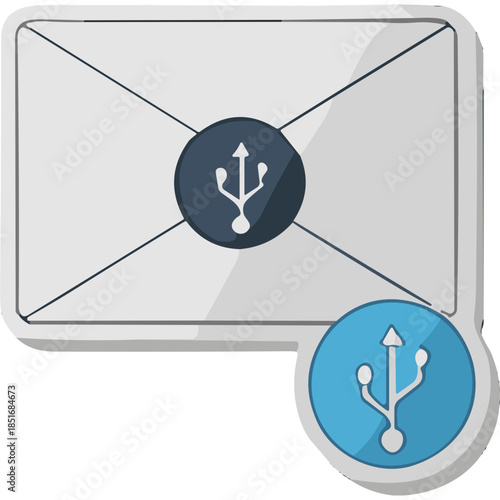 USB Envelope Icon - Digital Communication & Data Transfer
