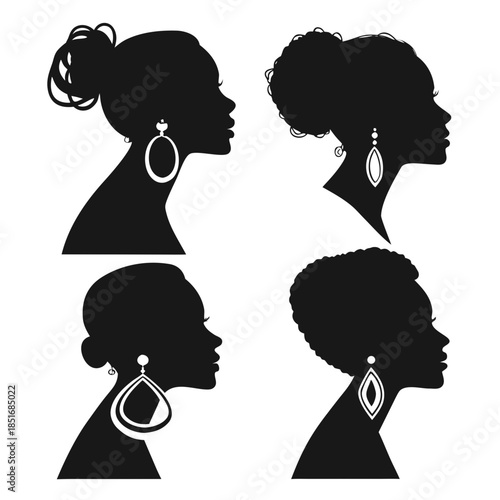 Silhouettes of women with earrings