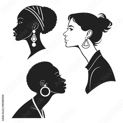 Silhouettes of diverse women