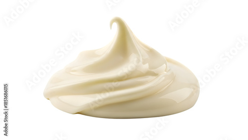 Plop of thick rich white mayonnaise or sour cream spread on transparent background, perfect culinary base for sandwiches, wraps, and appetizers, studio shot with soft lighting