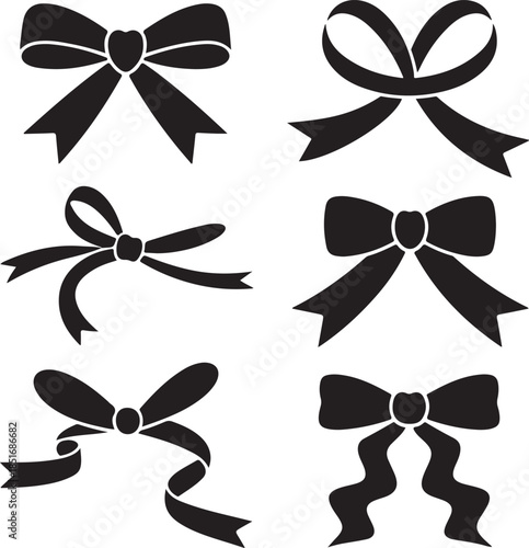 Assorted decorative bows and ribbons isolated on transparent background