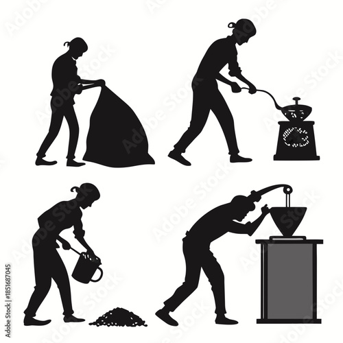 Silhouettes of people engaging in various activities