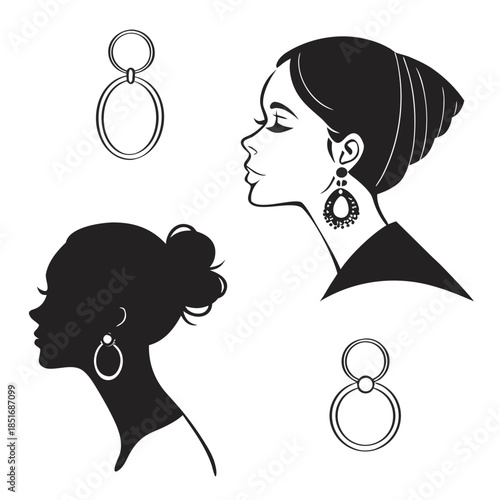 Silhouettes of women with earrings