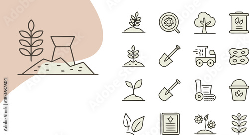 Agricultural and Farming Equipment Illustration Set for Sustainable Growth