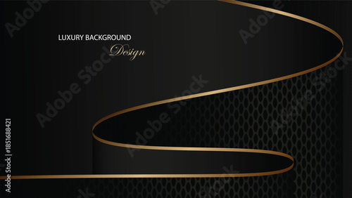 Luxury background vector design. Black luxury background with gold line and pattern decoration. Suit for award, card, invitation, certificate and others