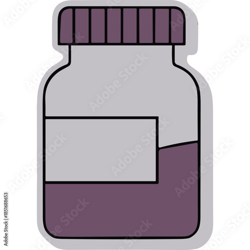 Vector Illustration of a Medicine Bottle with Purple Liquid