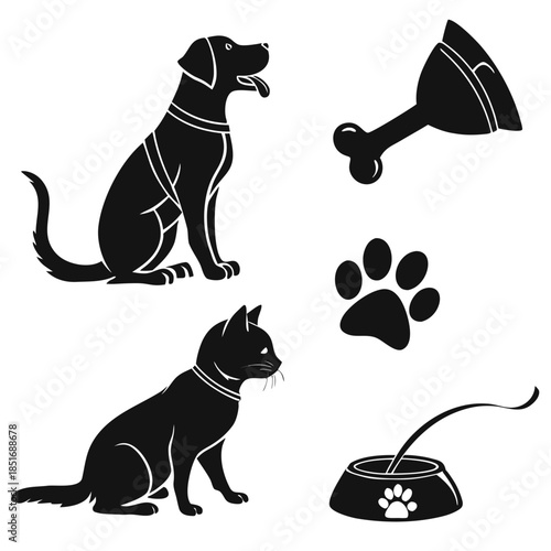 Pet silhouettes and accessories