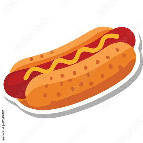 Vector Hot Dog with Mustard Illustration
