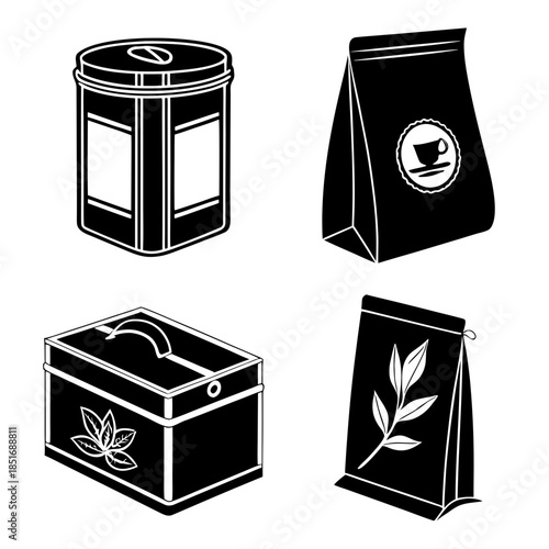 Set of coffee and tea containers