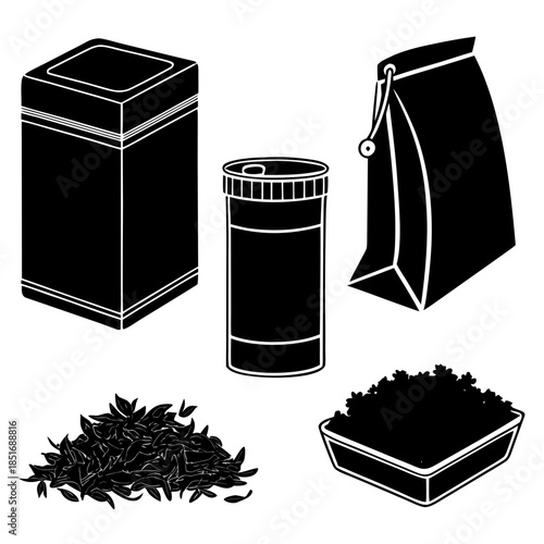 Tea packaging and leaves
