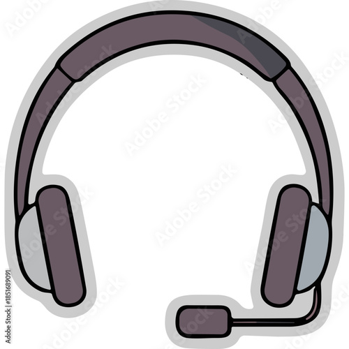 Vector Illustration of a Gaming Headset with Microphone