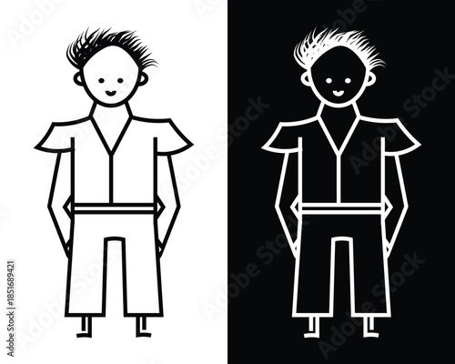 Duality Concept Art - Black and White Stylized Character Vector Design.
