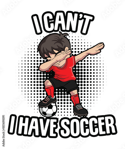 Kid dabbing soccer funny vector illustration