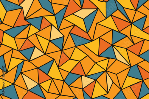 Abstract Crystalline Geometric Shard Pattern in Warm Yellow and Orange