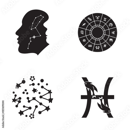 Celestial symbols and constellations exploring destiny and the zodiac