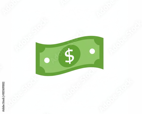Green Dollar Bill with Dollar Sign - Money and Finance Icon