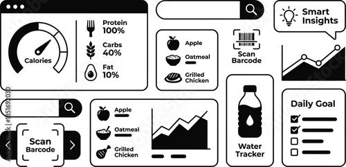 Nutrition App Interface Elements Vector Design