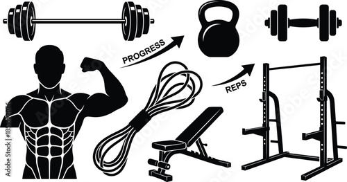 Strength training infographic elements vector illustration for fitness