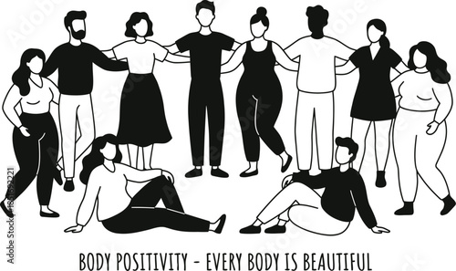 Body Positivity Diverse Figures Vector Illustration