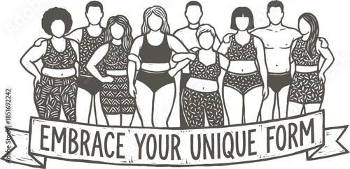 Body Positivity Diverse Figures Vector Illustration