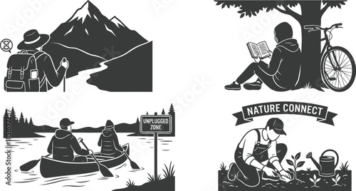 Digital detox person enjoying outdoor nature activity