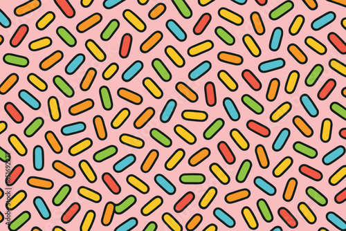 Vibrant Colorful Candy Sprinkles Pattern on Pink Background