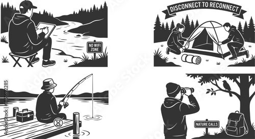 Digital detox person enjoying outdoor nature activity