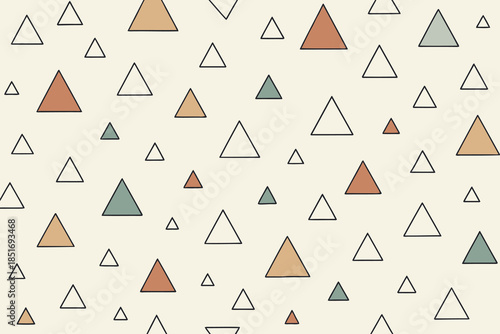 Modern abstract triangle pattern in muted green and terracotta