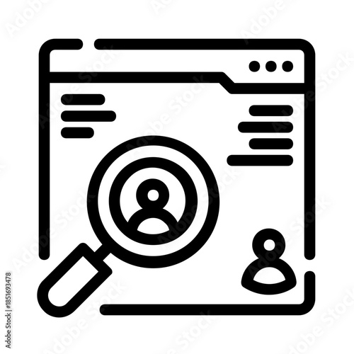 Website icon depicting job search and profile, perfect for career websites, recruitment platforms, job boards, and professional networking sites.

