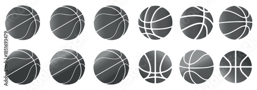 Sports ball silhouettes, tennis ball vector, basketball icon, athletic graphic set
