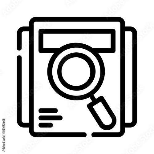 Documents with magnifying glass, perfect for search, investigation, research, data analysis, detective work, business reports, and legal documents.
